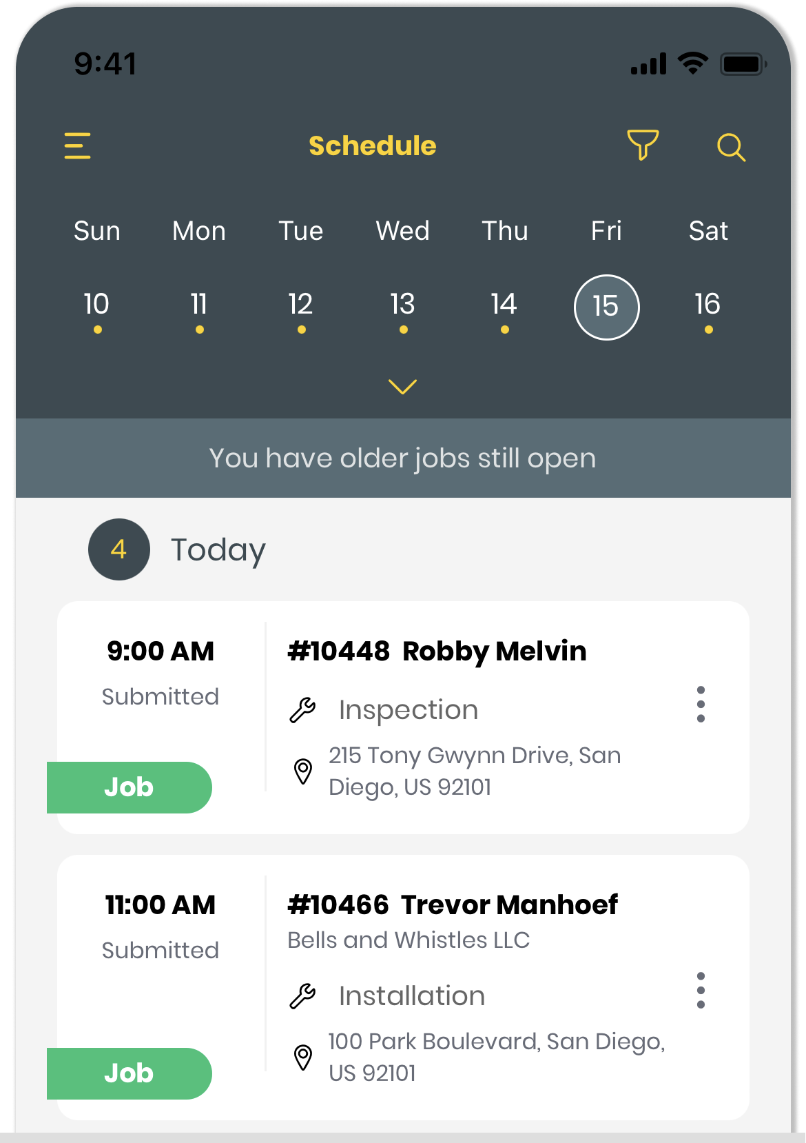 Managing your schedule on the mobile app – Workiz