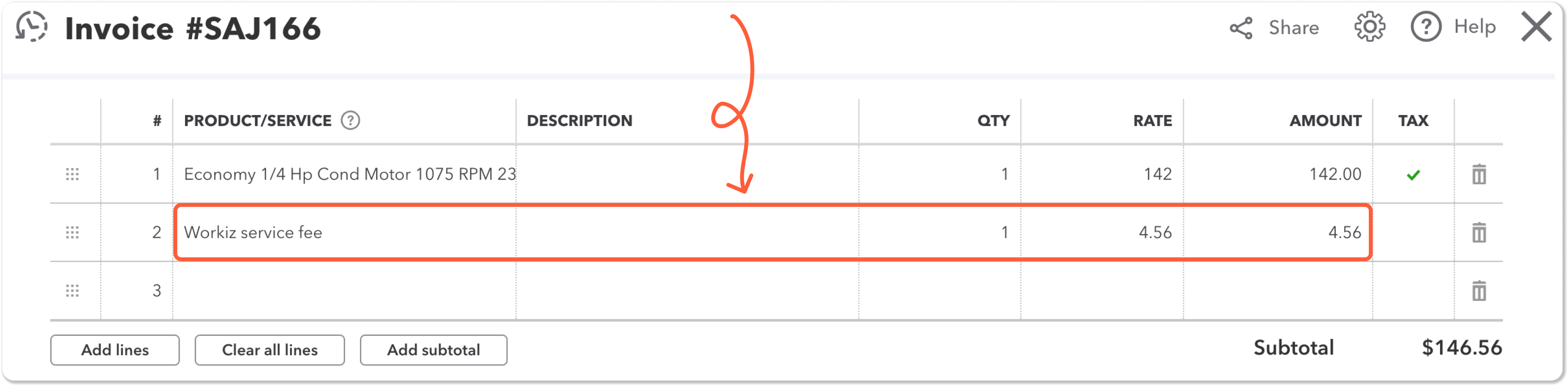 Tracking service fees in QuickBooks Online Workiz
