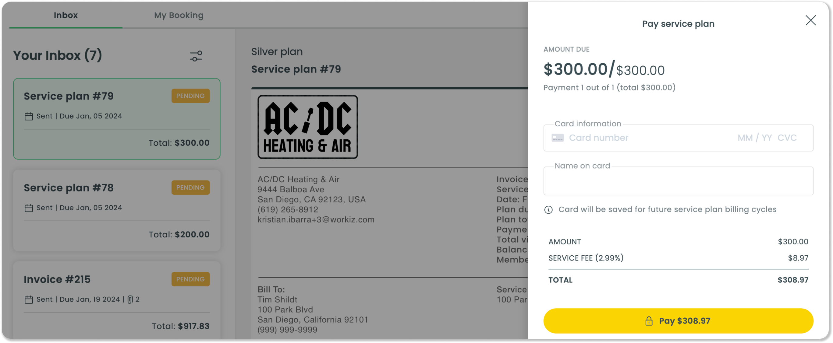 Collecting payments for service plans – Workiz