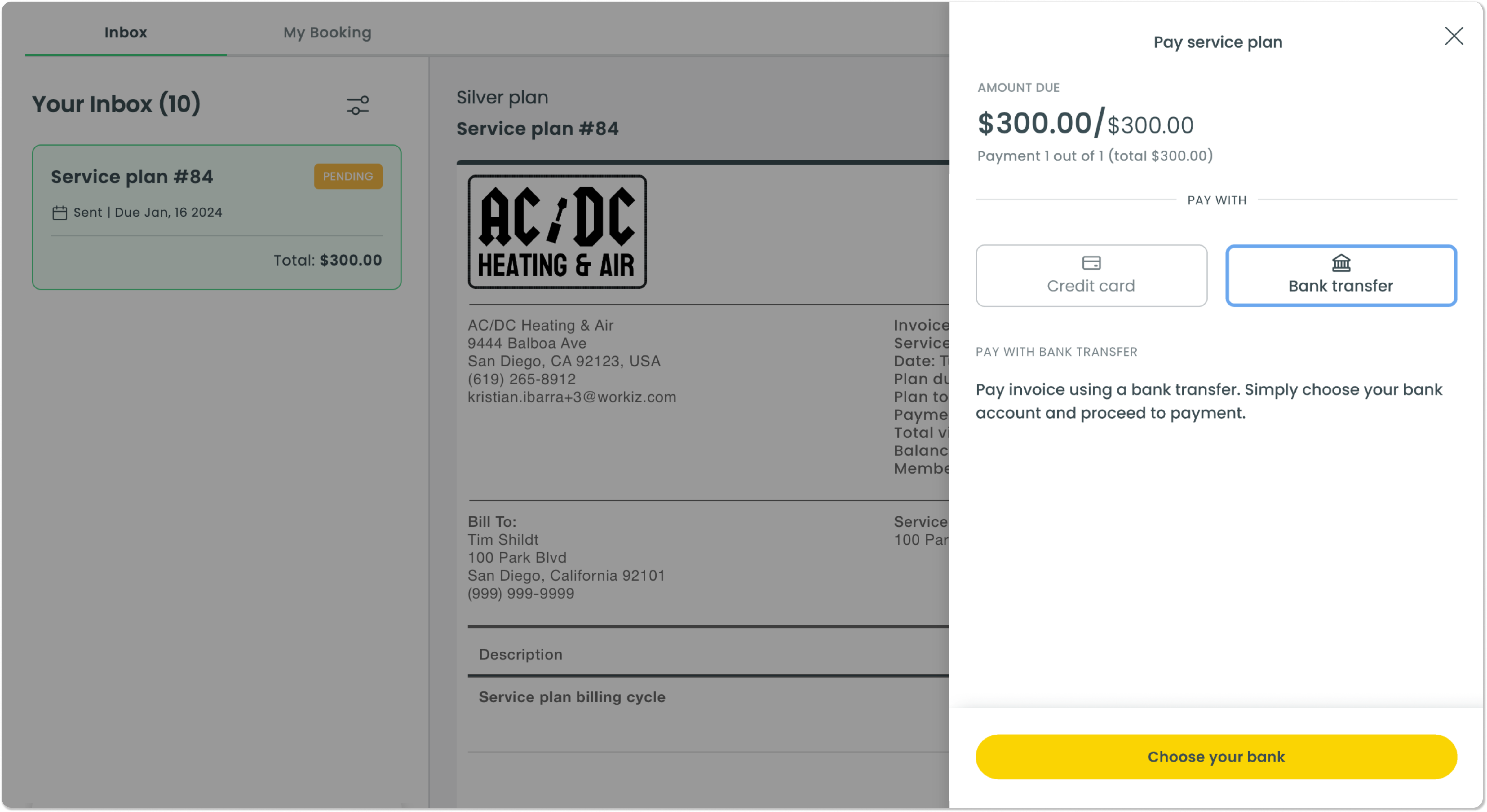 Collecting payments for service plans – Workiz