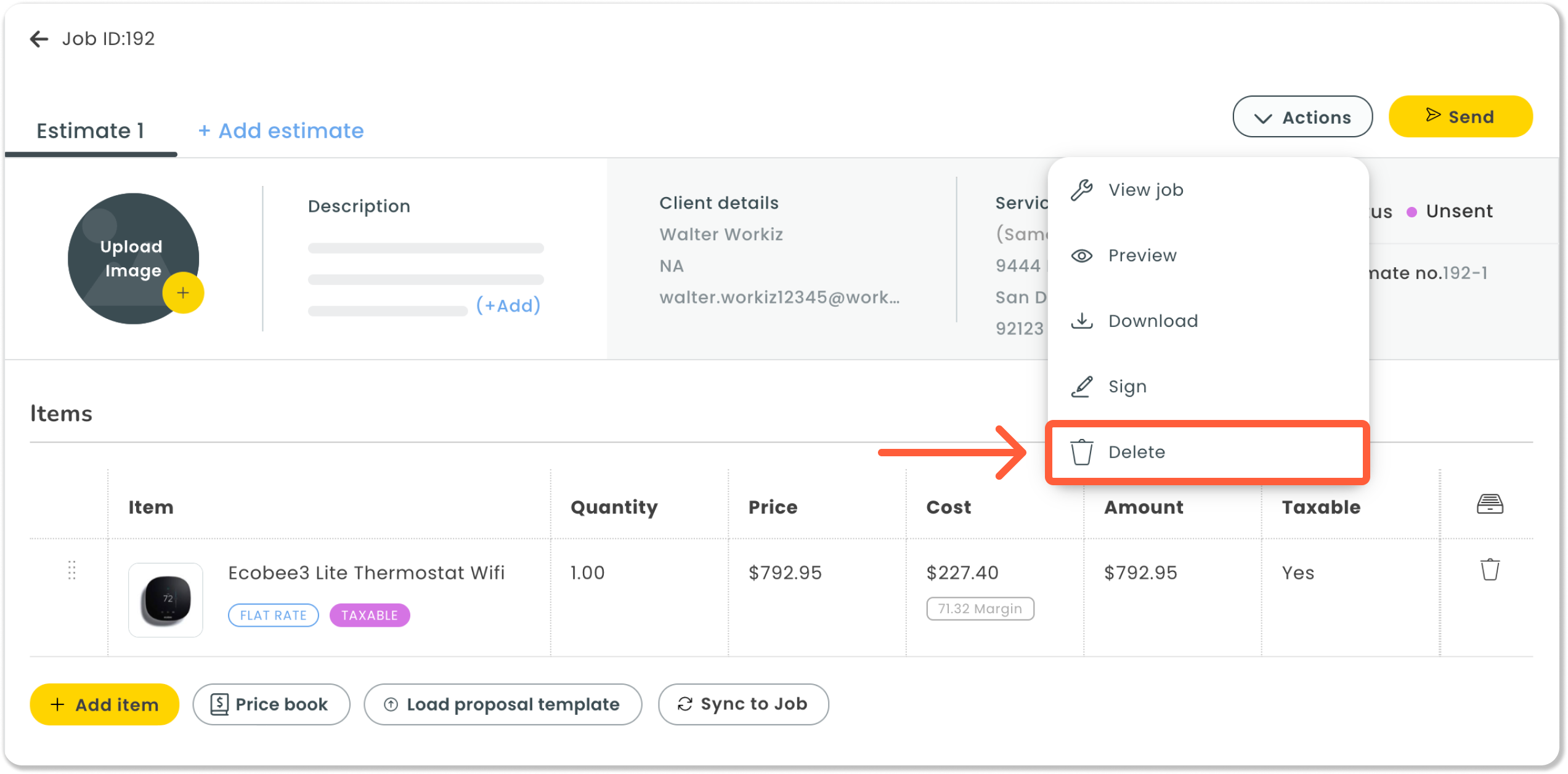 Deleting An Estimate Workiz 